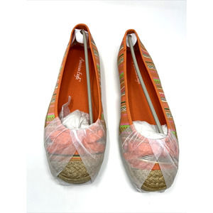 American Eagle Women's Orange Stripe Pattern Bow Flats Slip-on Size 10US